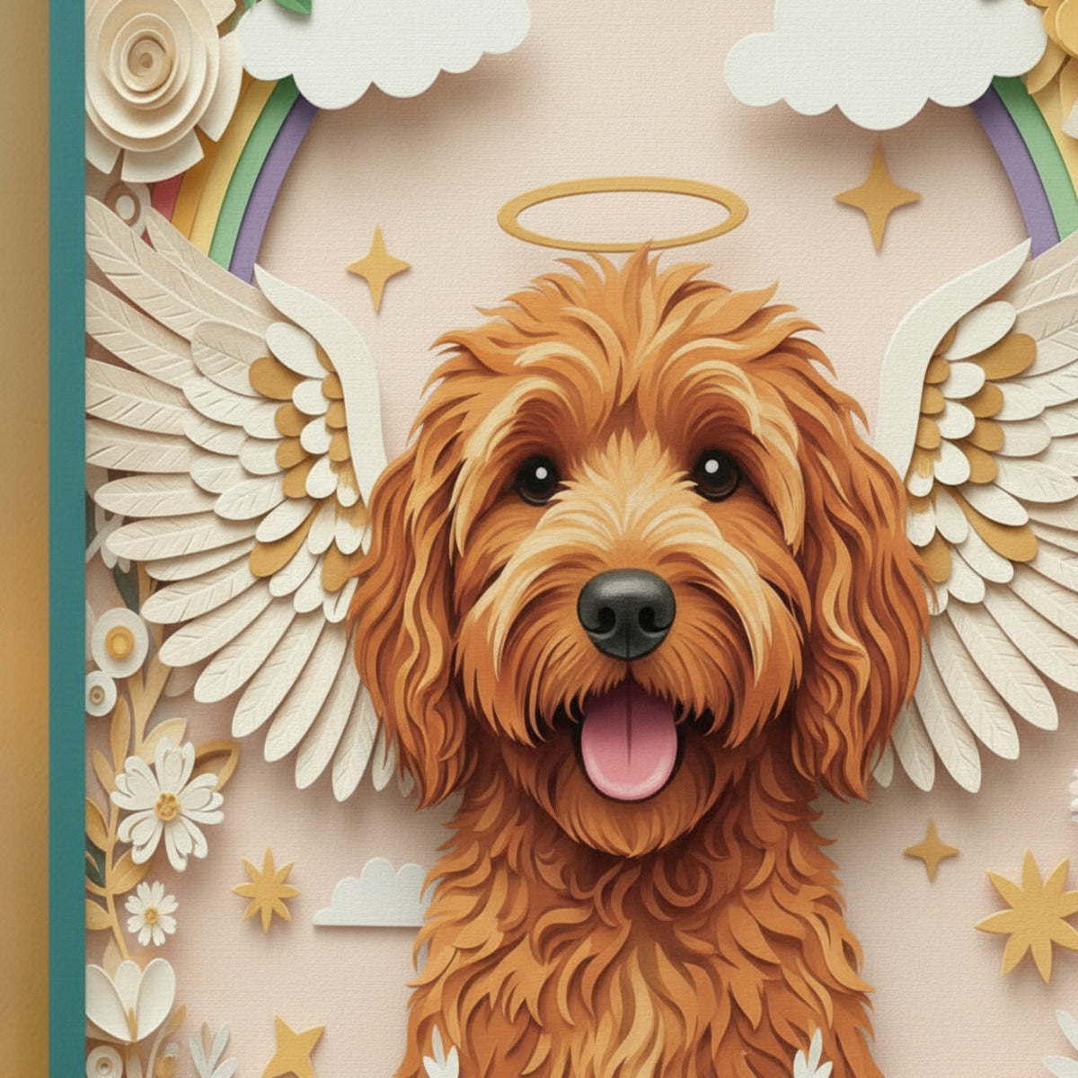 Custom Dog Loss Sympathy Gift - Layered 3D Paper Cut Dog Canvas Wall Art Keepsake