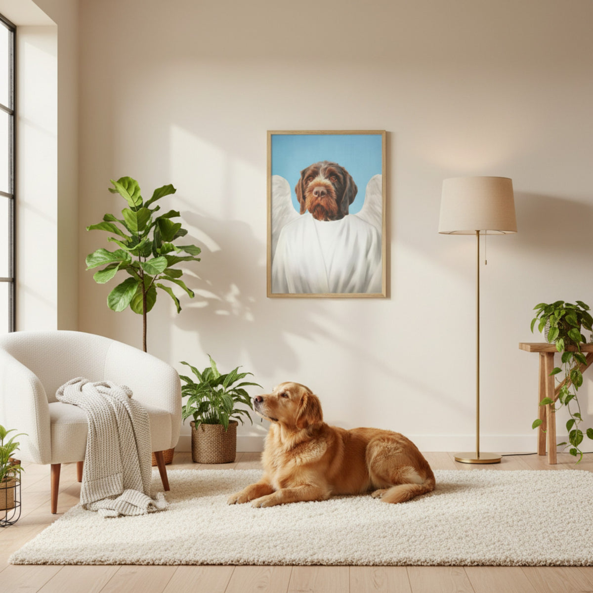 Custom Dog Loss Sympathy Gift - Traditional Angel Pet Portrait Wall Art