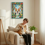 Custom Pet Portrait Canvas - Rainbow Bridge Floral Paper Cut Remembrance Gift