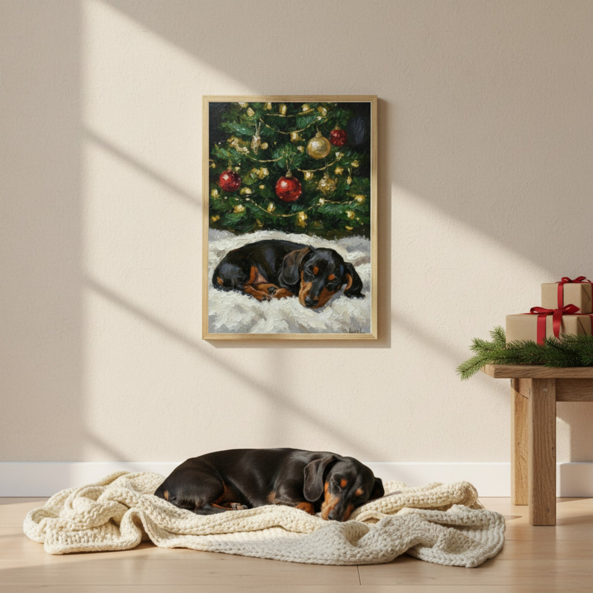 Custom Pet Portrait Christmas Canvas Art | Personalized Dog Oil Painting Style for Christmas Gift