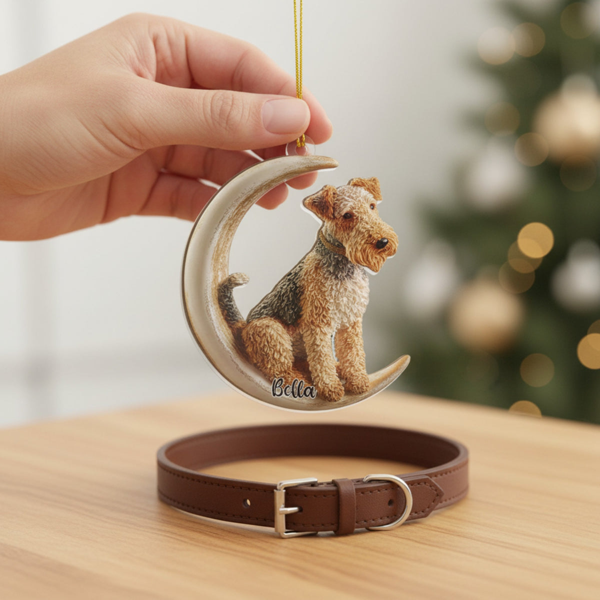 Dog Loss Sympathy Gift Ornament - Pet On The Moon Christmas Tree Decor