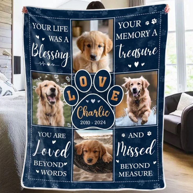Loved Beyond Words Dog Remembrance Blanket - Custom Photo & Quote Fleece/Sherpa
