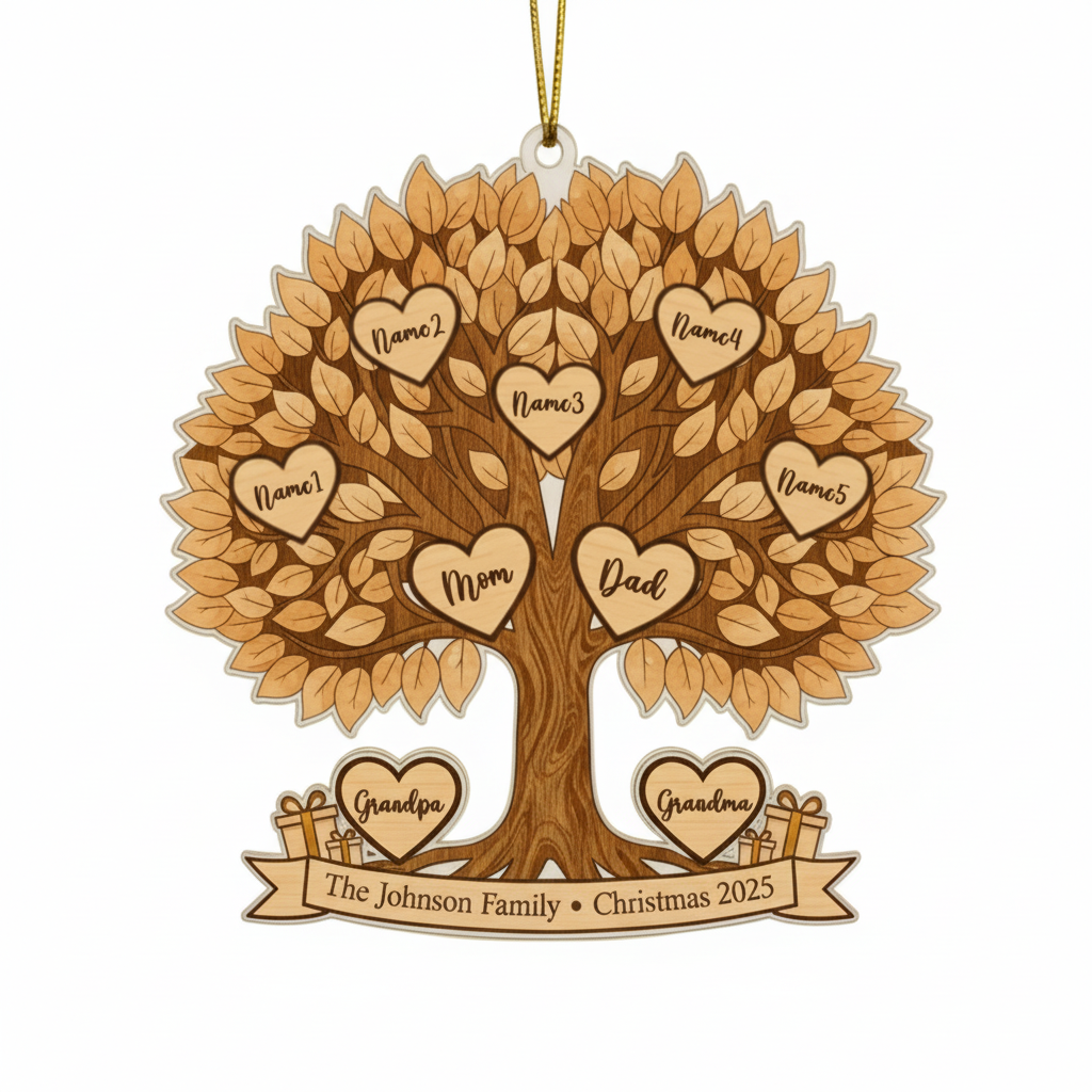 Family Tree Personalized Acrylic Ornament for Family