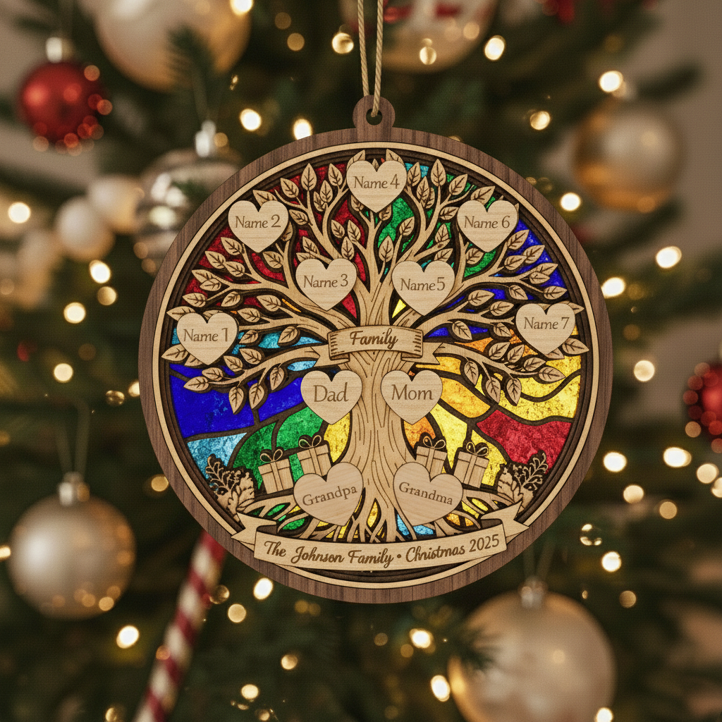 Family Tree Personalized Suncatcher Ornament