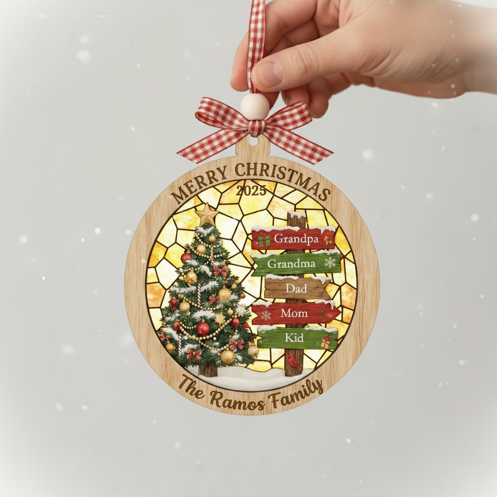 Family Tree Wooden Ornament for Family