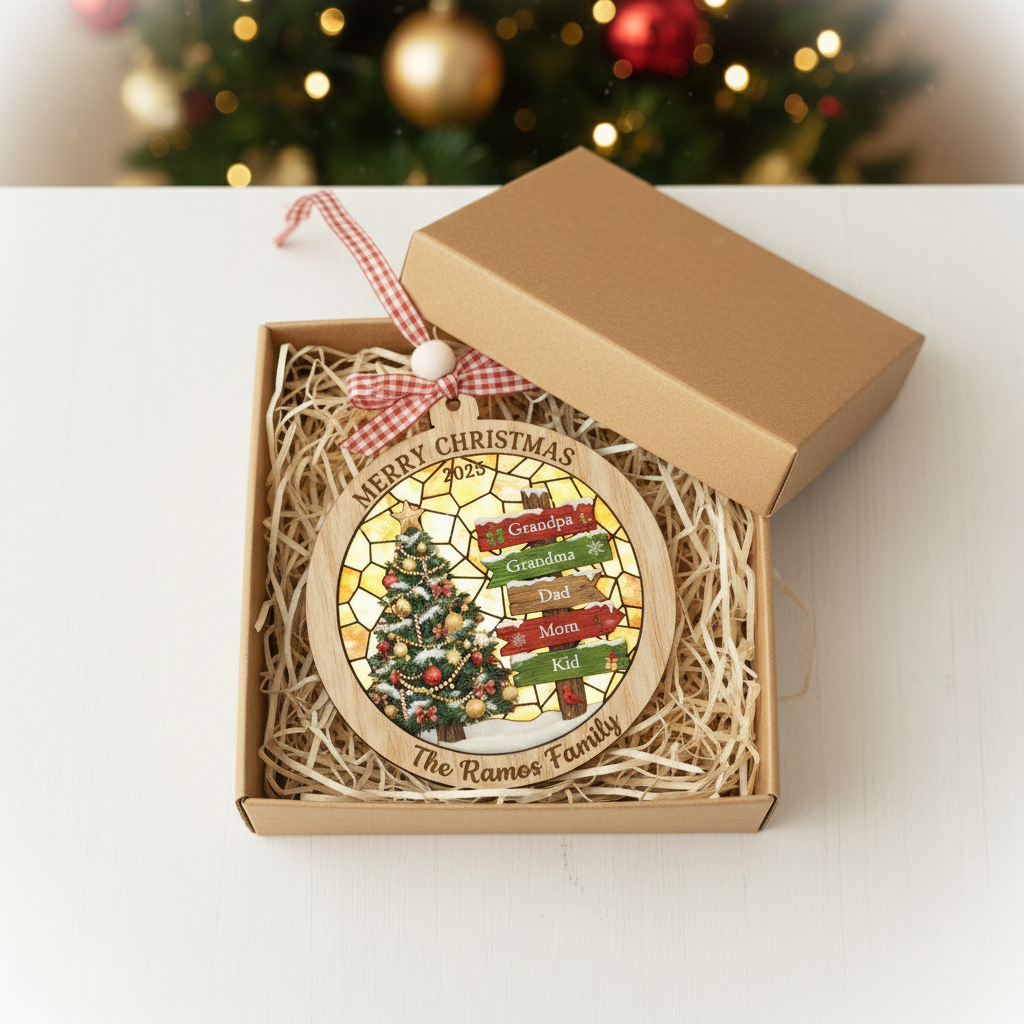 Family Tree Wooden Ornament for Family