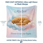 "Forever in Our Hearts" Pet Memorial Blanket - Custom Sleeping Dog on Cloud