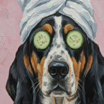 Funny Pet Memorial Art - Custom Dog Relaxing Spa Portrait Keepsake Gift