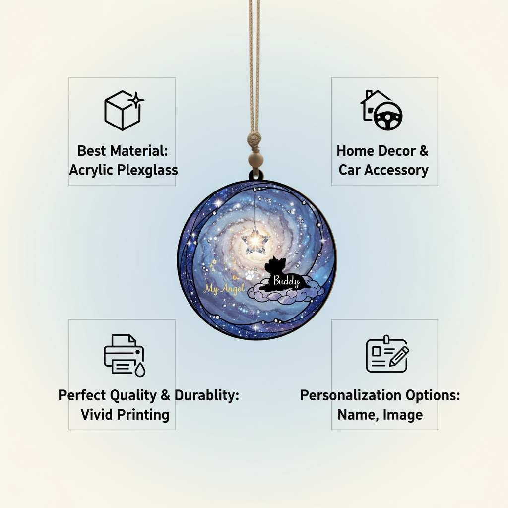 Galaxy Pet Memorial Suncatcher – Custom Name Dog Loss Ornament