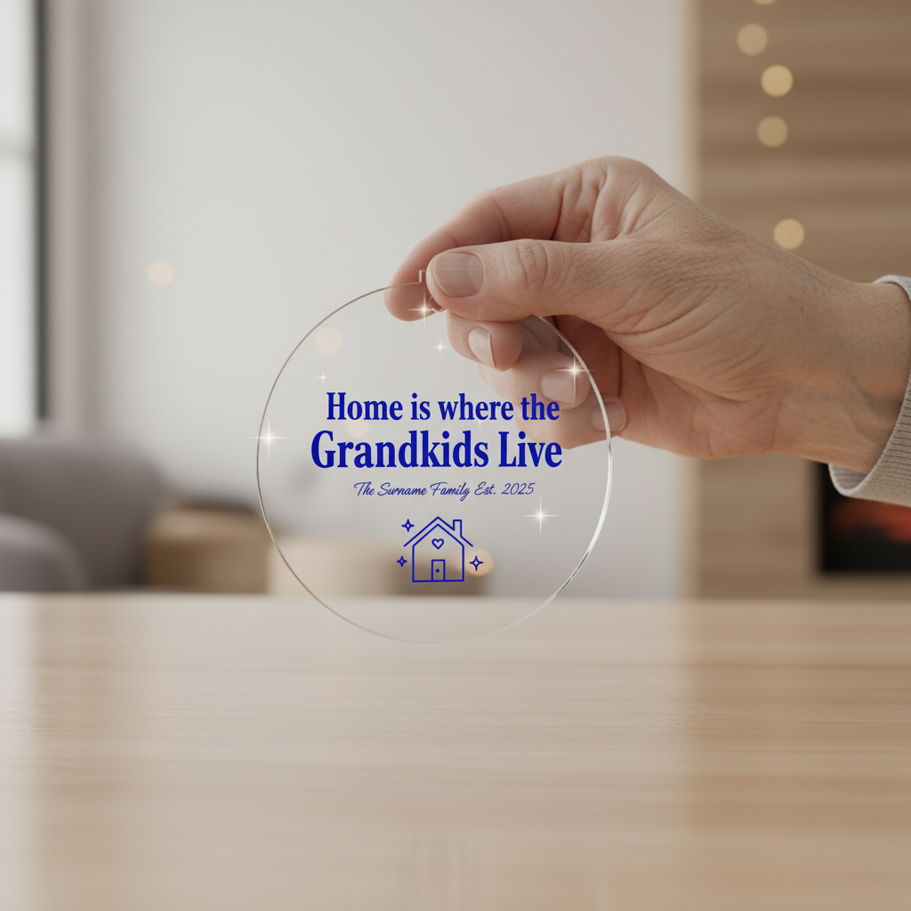 "Grandkids Live" Personalized Acrylic Ornament for Grandparents
