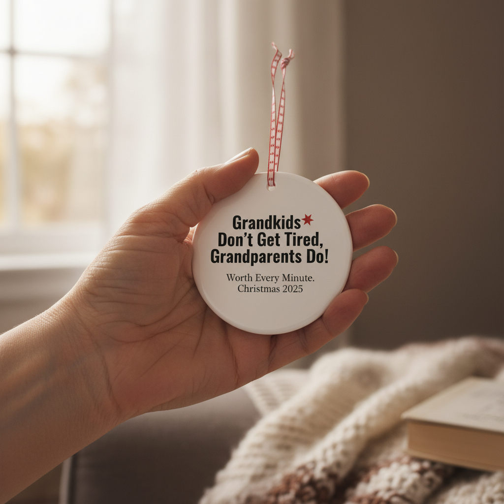 Grandkids Quote Ceramic Ornament for Grandparents