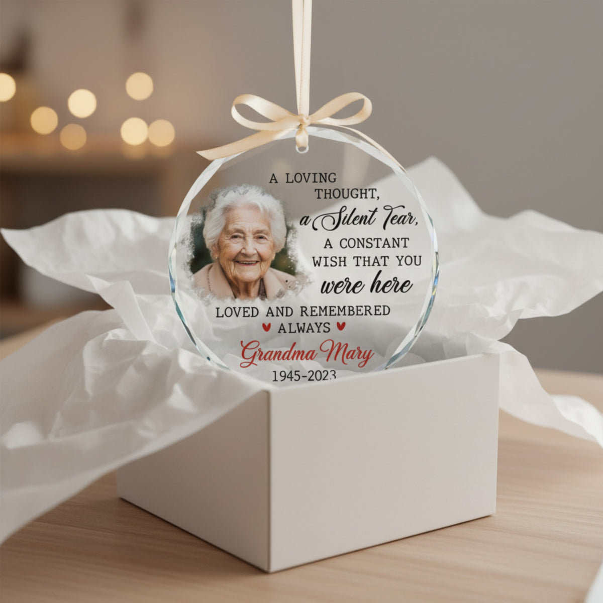 Grandma Memorial Glass & Acrylic Ornament – Memorial Keepsake