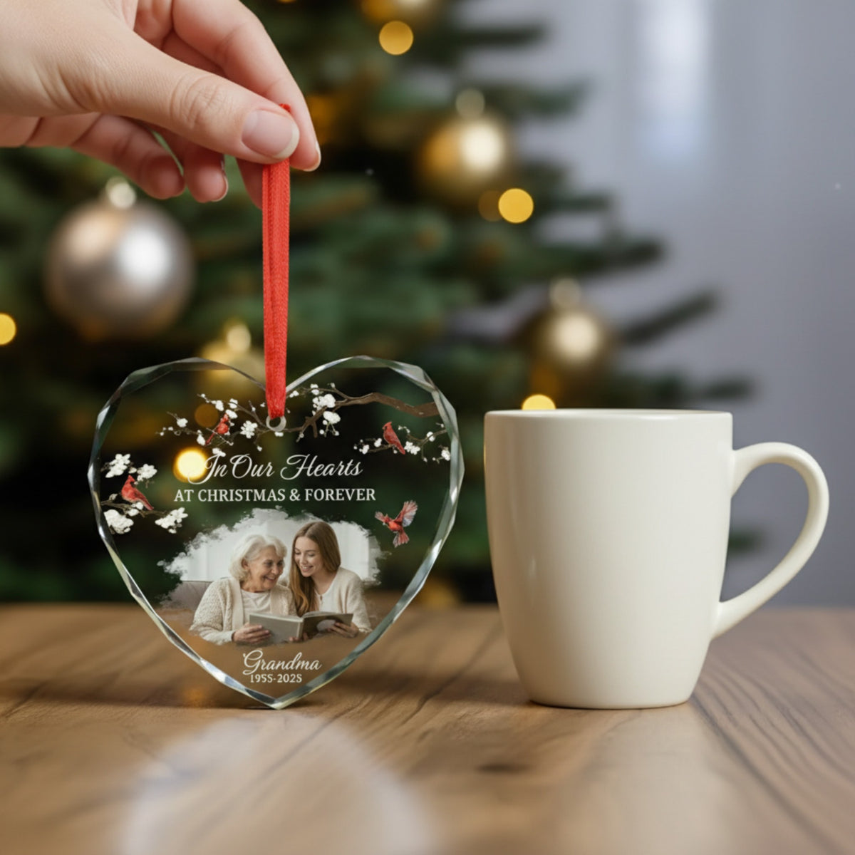 Grandma Memorial Glass Ornament – Custom Photo & Year