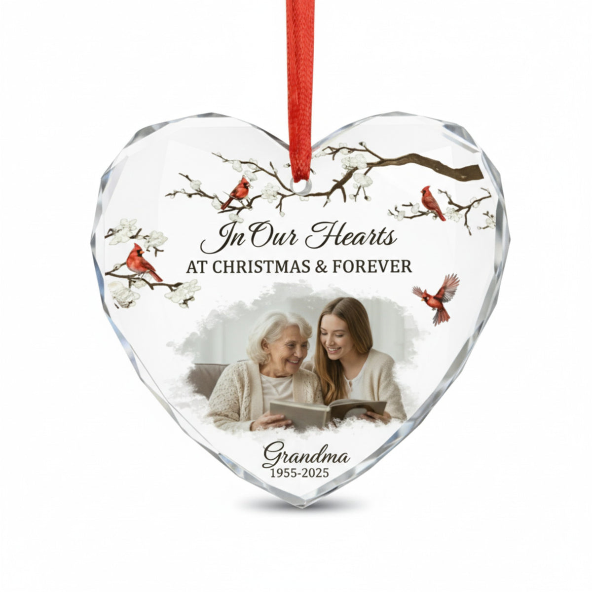 Grandma Memorial Glass Ornament – Custom Photo & Year