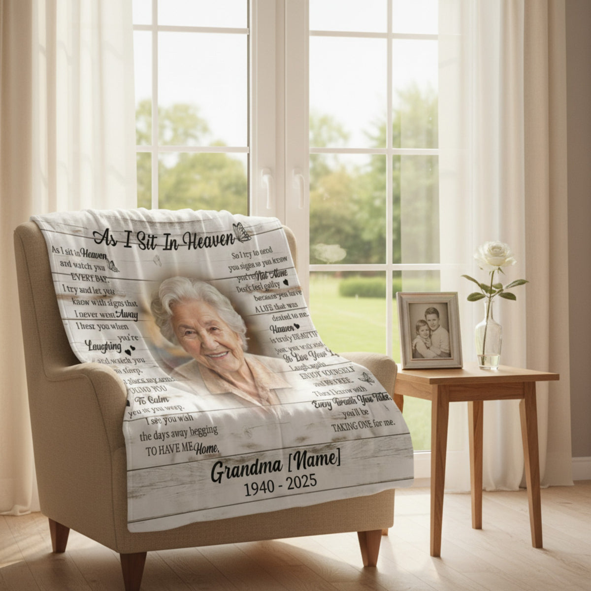 Grandma Memorial Personalized Blanket – Thoughtful Sympathy Gift