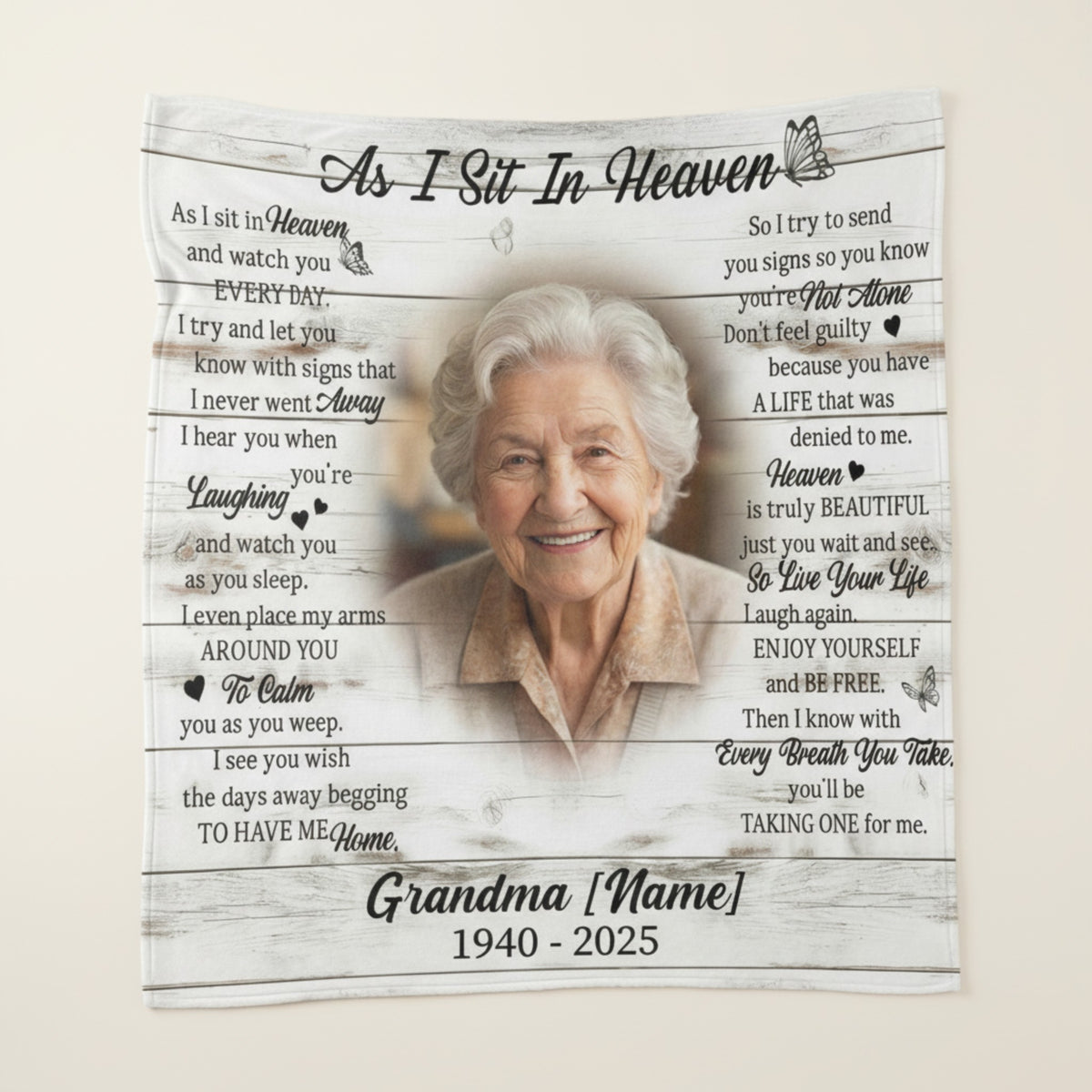 Grandma Memorial Personalized Blanket – Thoughtful Sympathy Gift