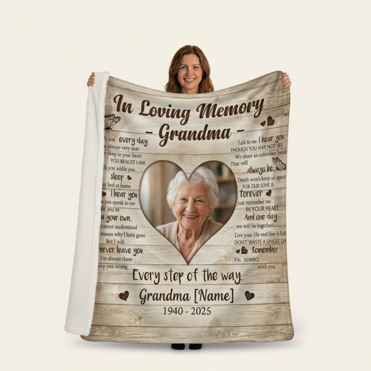 Grandma Memorial Personalized Blanket – Custom Photo & Name