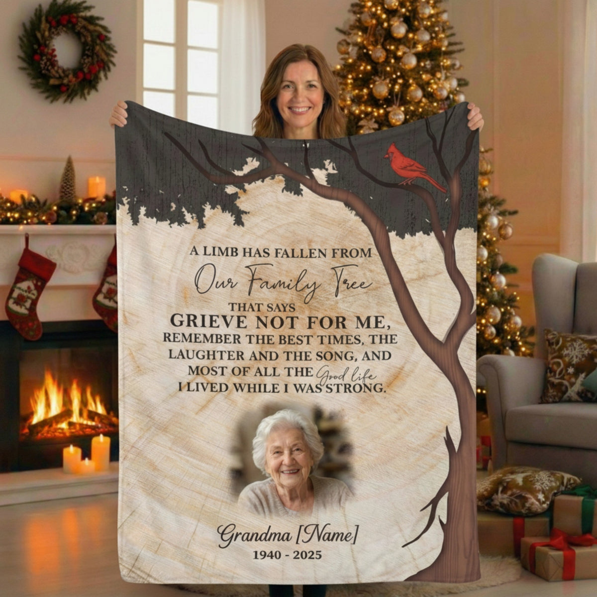 Grandma Memorial Personalized Blanket – Custom Photo & Years