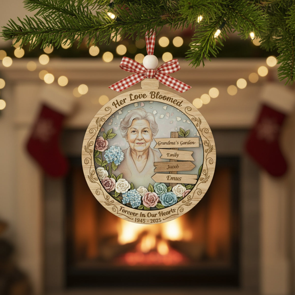 Grandma Memorial Photo Wooden Ornament – Remembrance Gift