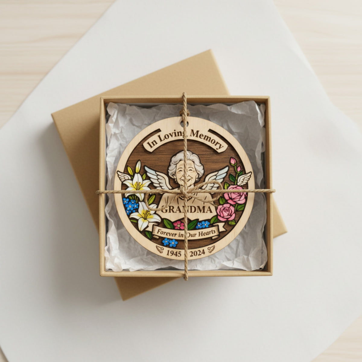 Grandma Memorial Wooden Ornament – Remembrance Keepsake