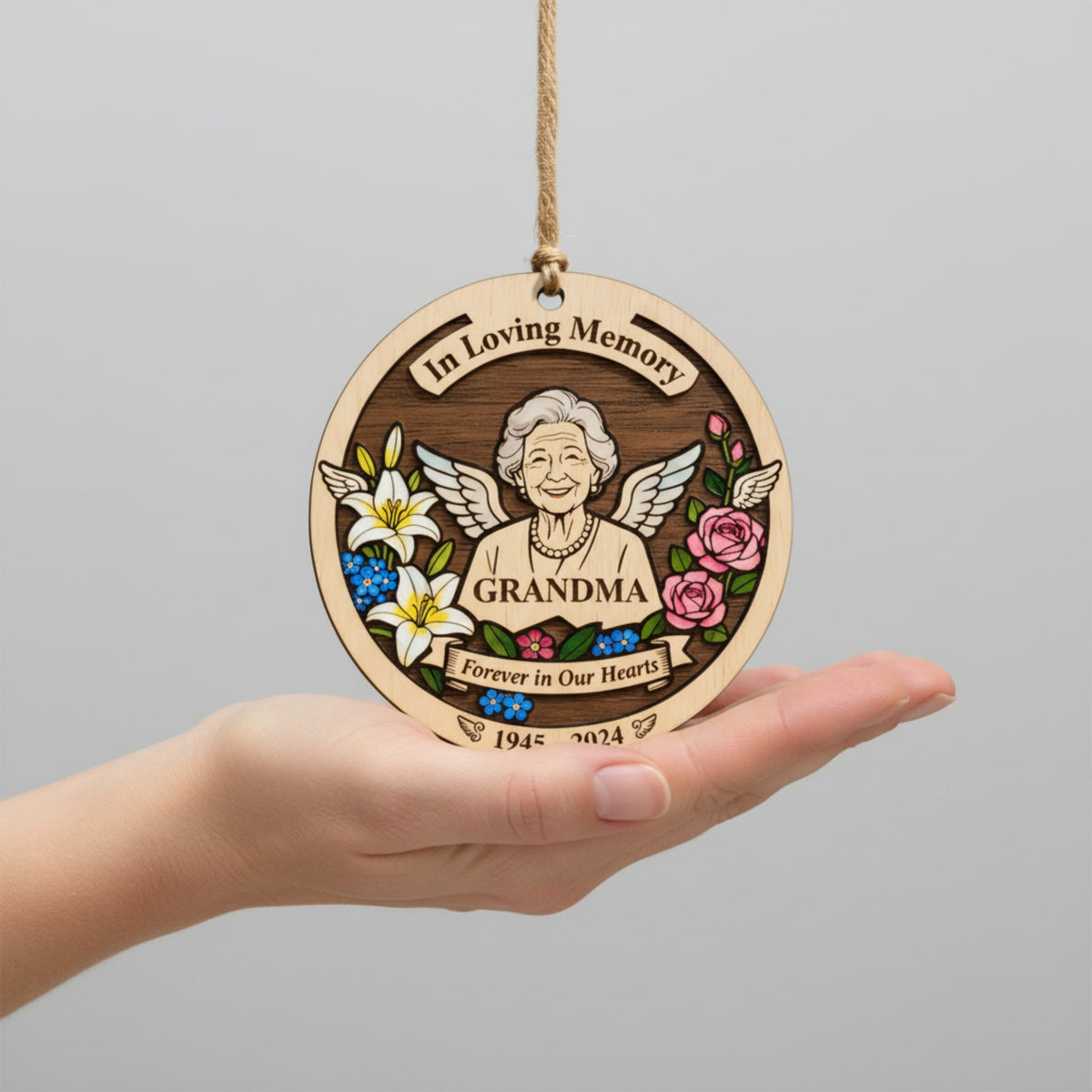 Grandma Memorial Wooden Ornament – Remembrance Keepsake