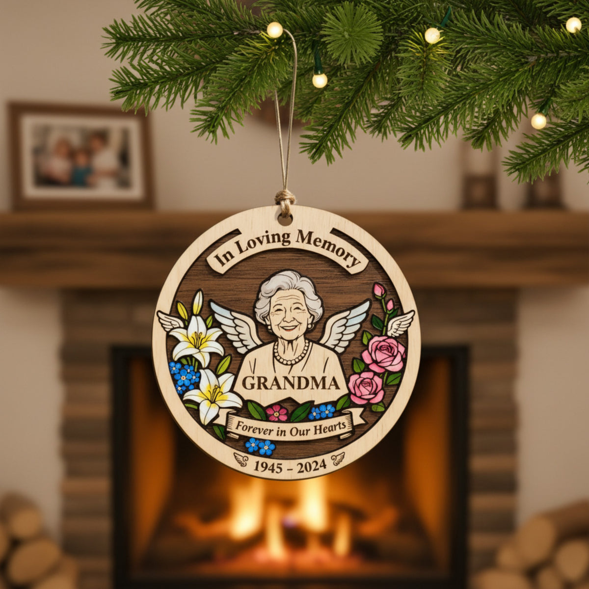 Grandma Memorial Wooden Ornament – Remembrance Keepsake