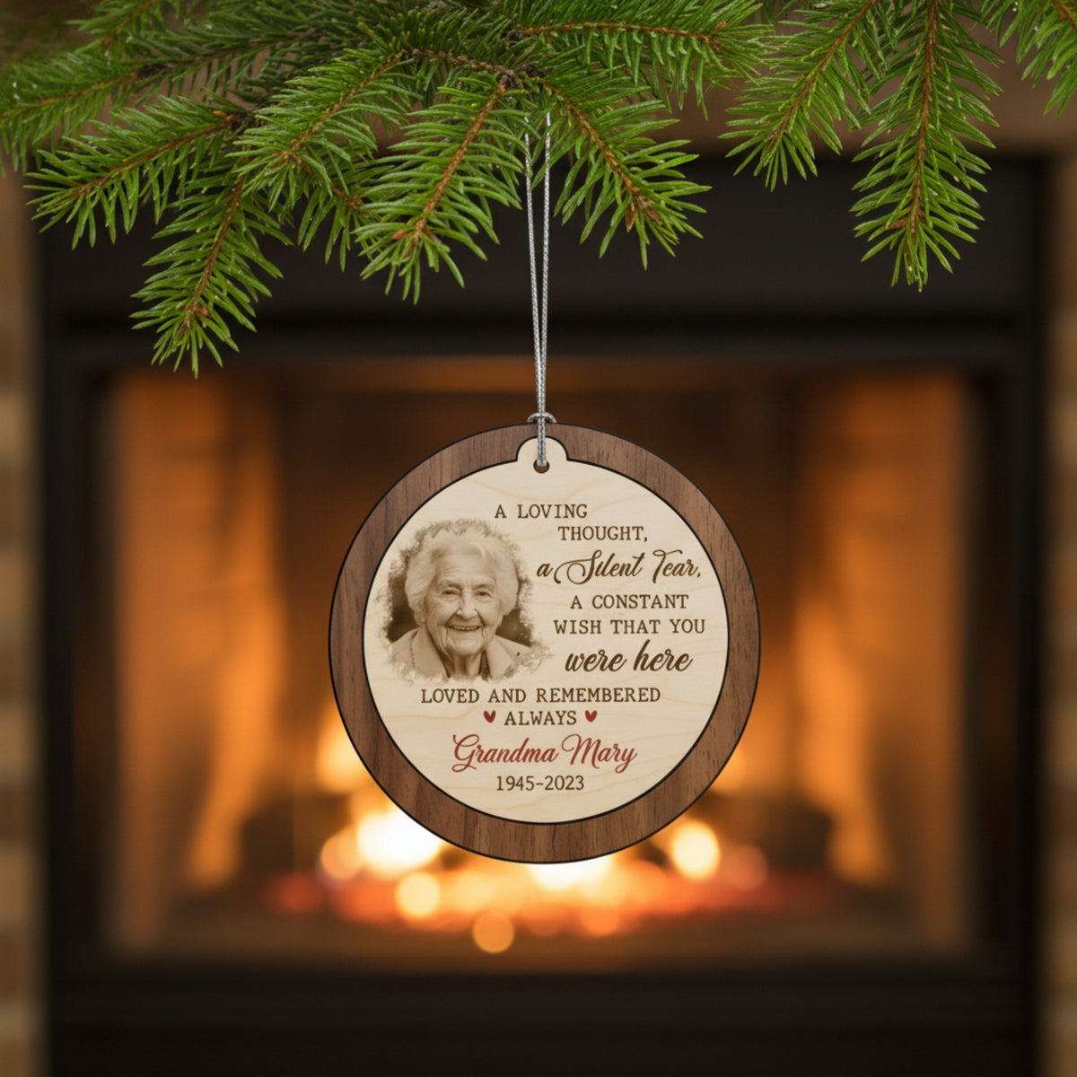 Grandma Memorial Wooden Ornament – Custom Photo Keepsake