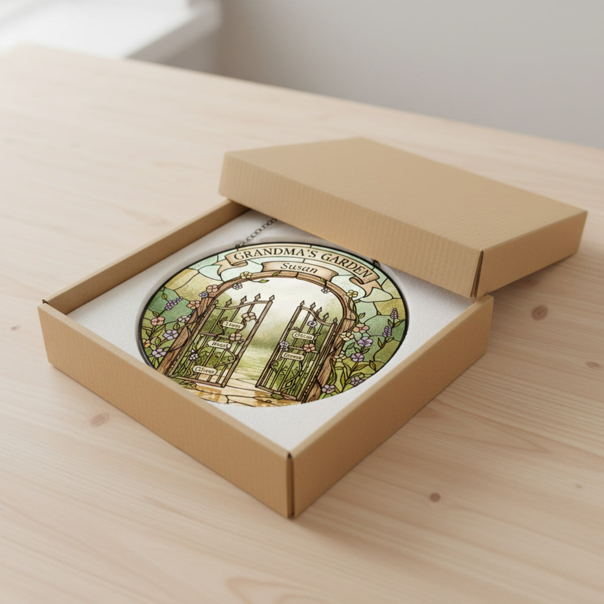 Grandma's Garden Personalized Stained Glass Suncatcher – Custom Gift