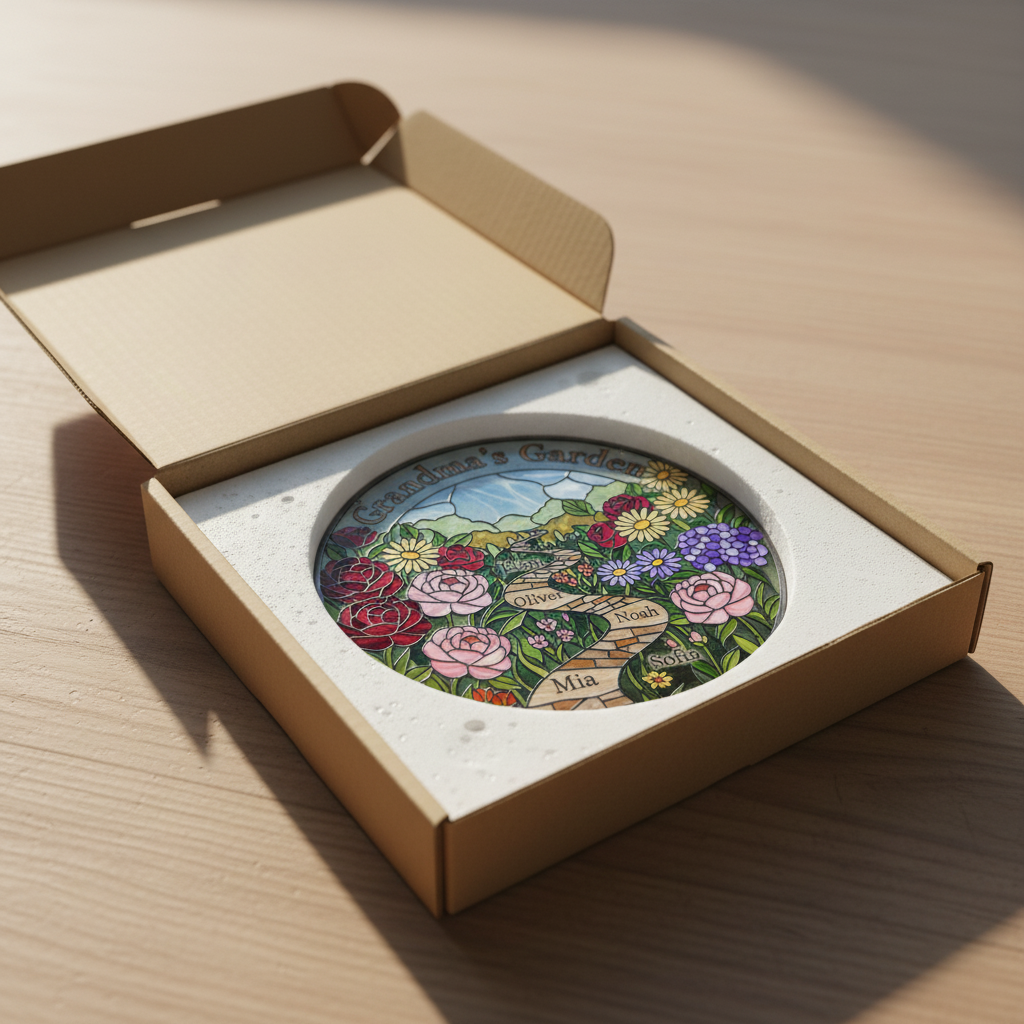 Grandma's Garden Personalized Stained Glass Suncatcher – Gift for Grandma