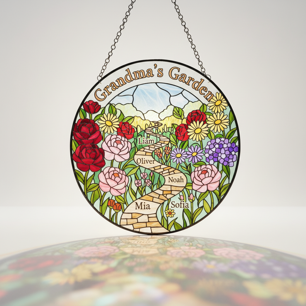 Grandma's Garden Personalized Stained Glass Suncatcher – Gift for Grandma