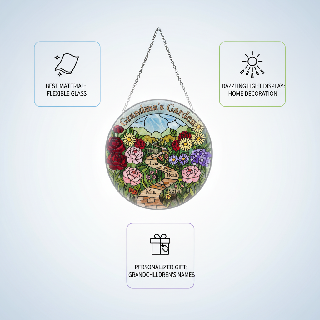 Grandma's Garden Personalized Stained Glass Suncatcher – Gift for Grandma