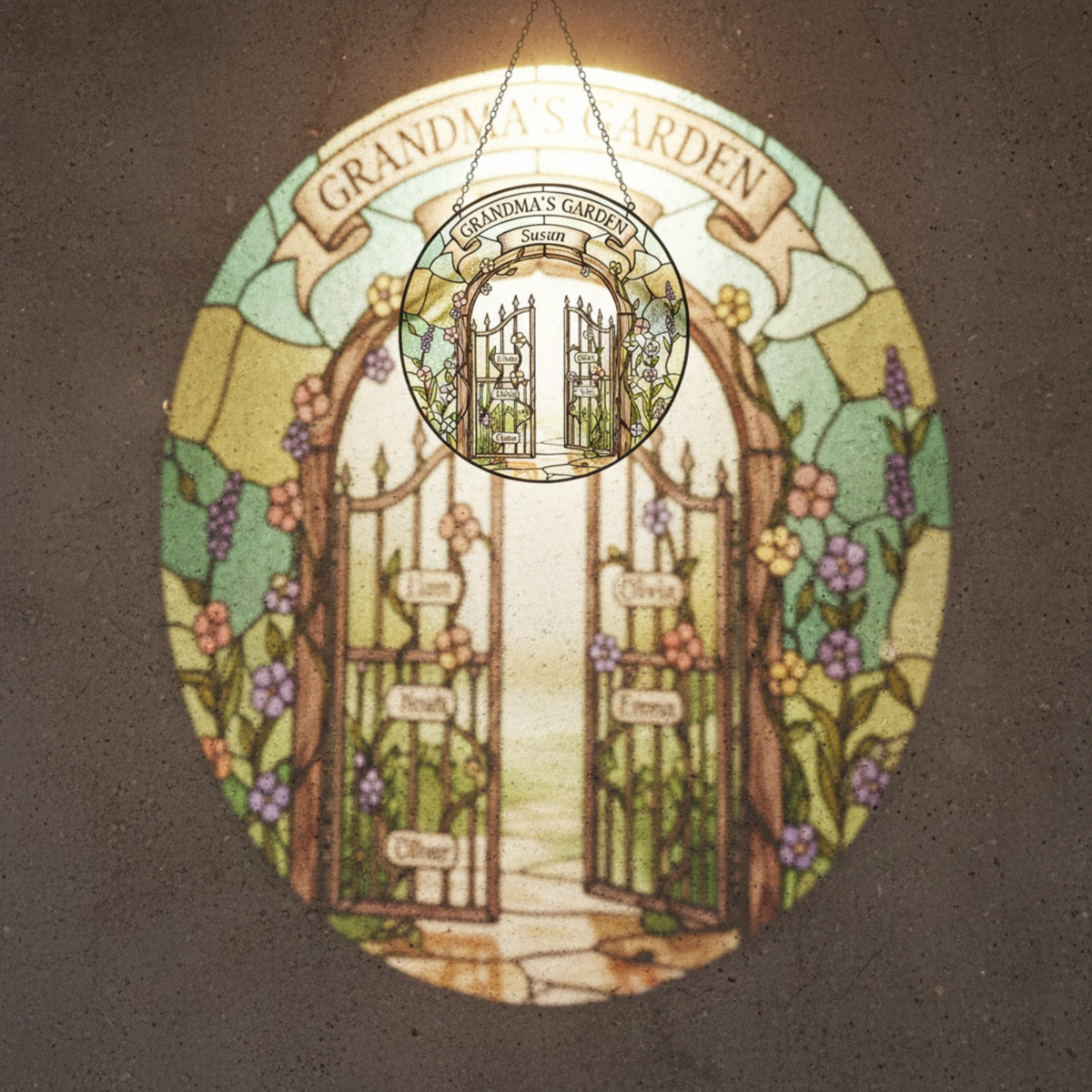 Grandma's Garden Personalized Stained Glass Suncatcher – Custom Gift