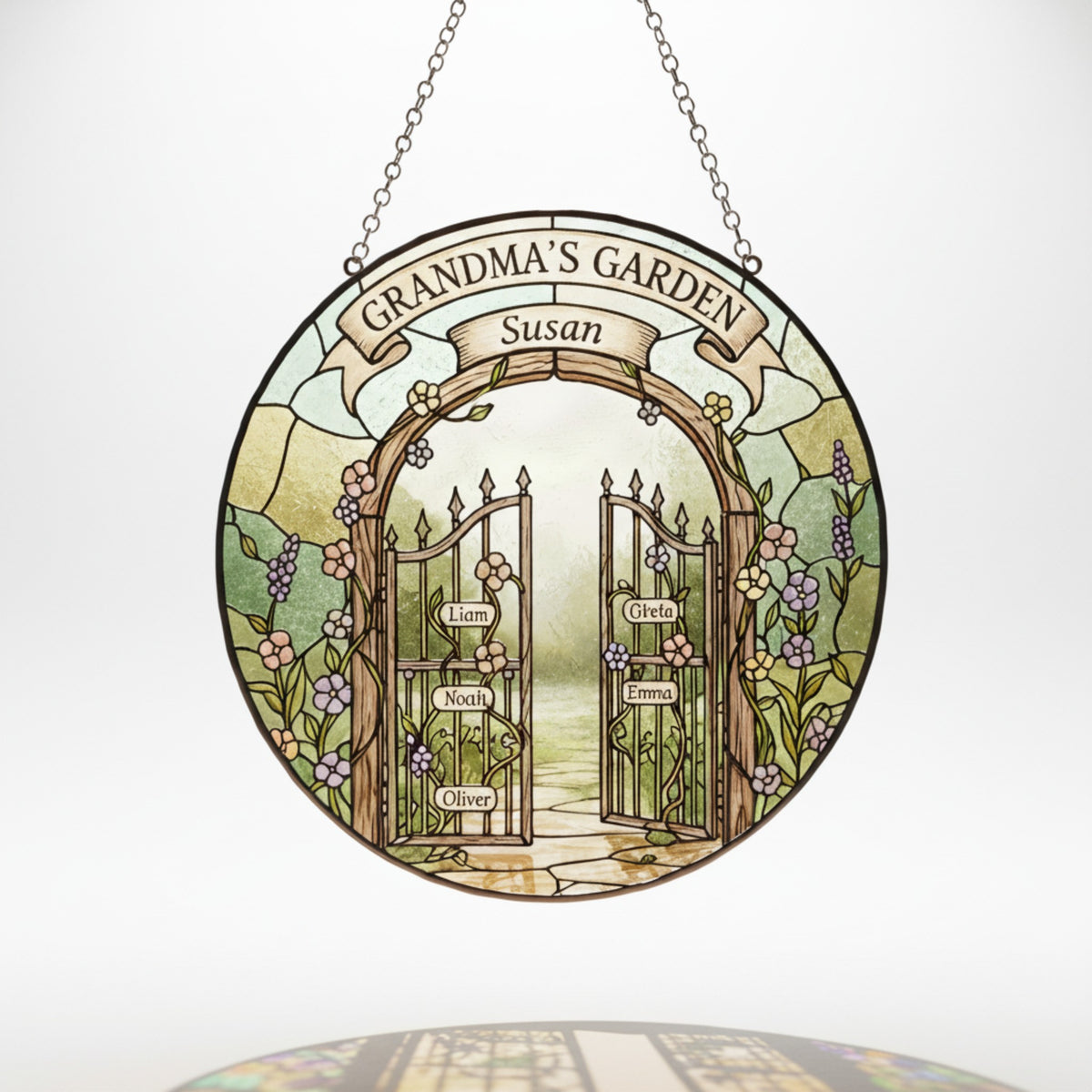 Grandma's Garden Personalized Stained Glass Suncatcher – Custom Gift