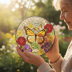 Butterfly Garden Personalized Stained Glass Suncatcher for Grandma – Custom Names