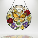 Butterfly Garden Personalized Stained Glass Suncatcher for Grandma – Custom Names