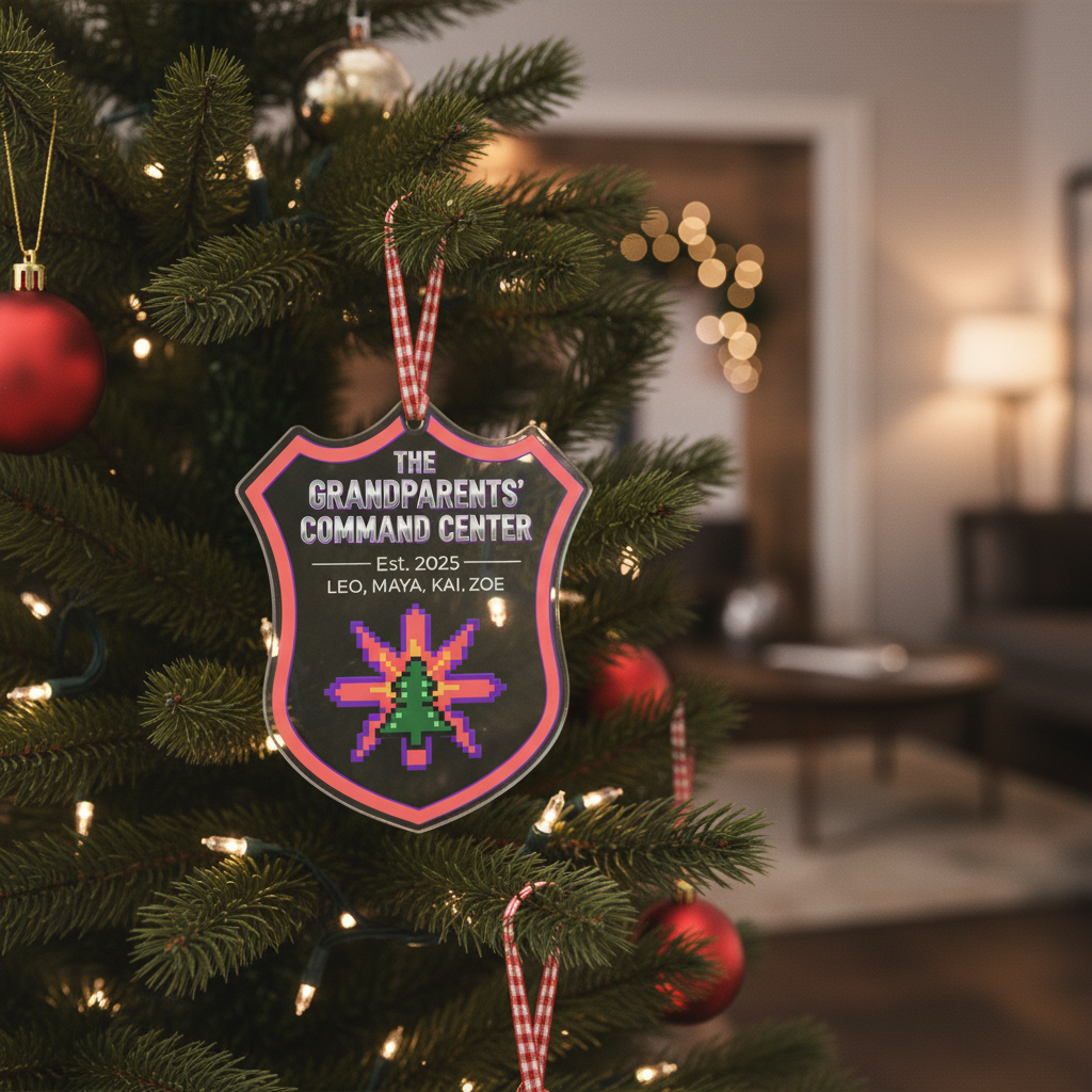 Grandparents Command Center Personalized Shape Acrylic Ornament