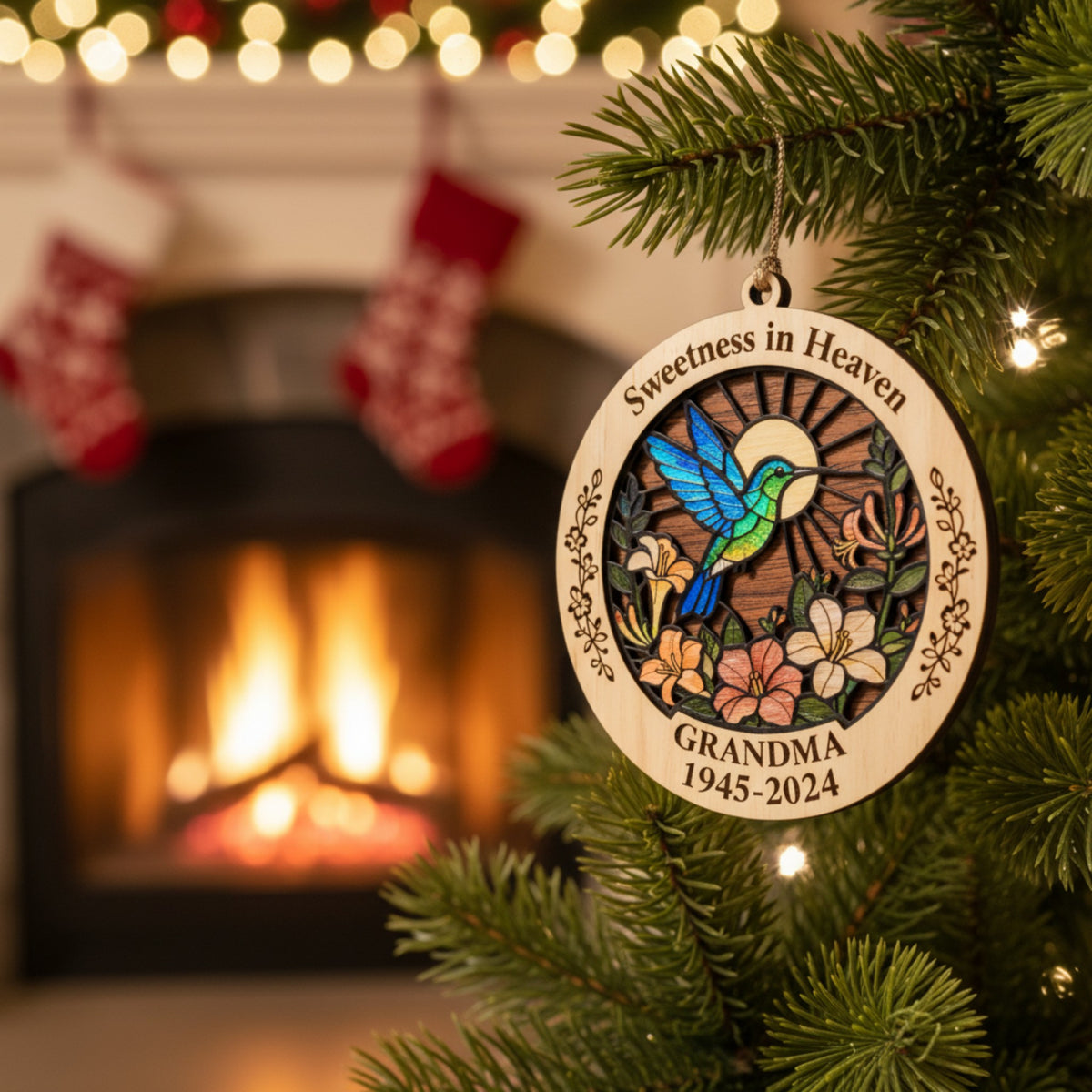 Hummingbird Memorial Ornament for Grandma – Remembrance Gift