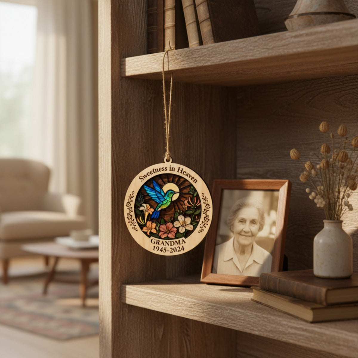 Hummingbird Memorial Ornament for Grandma – Remembrance Gift