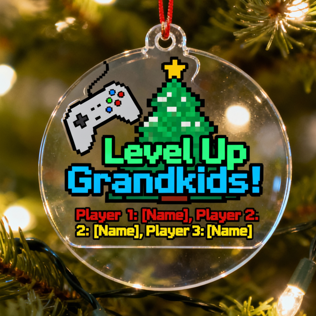 Level Up Grandkids Personalized Acrylic Ornament