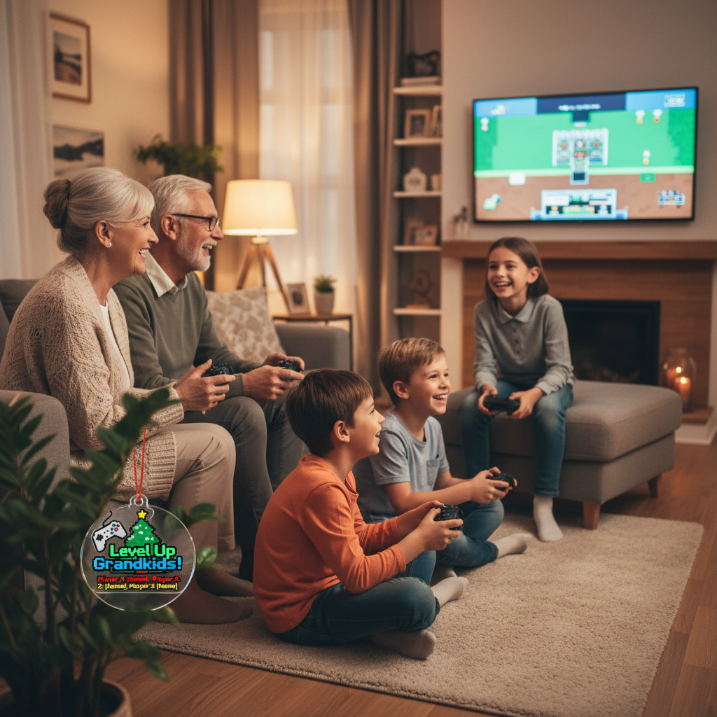 Level Up Grandkids Personalized Acrylic Ornament