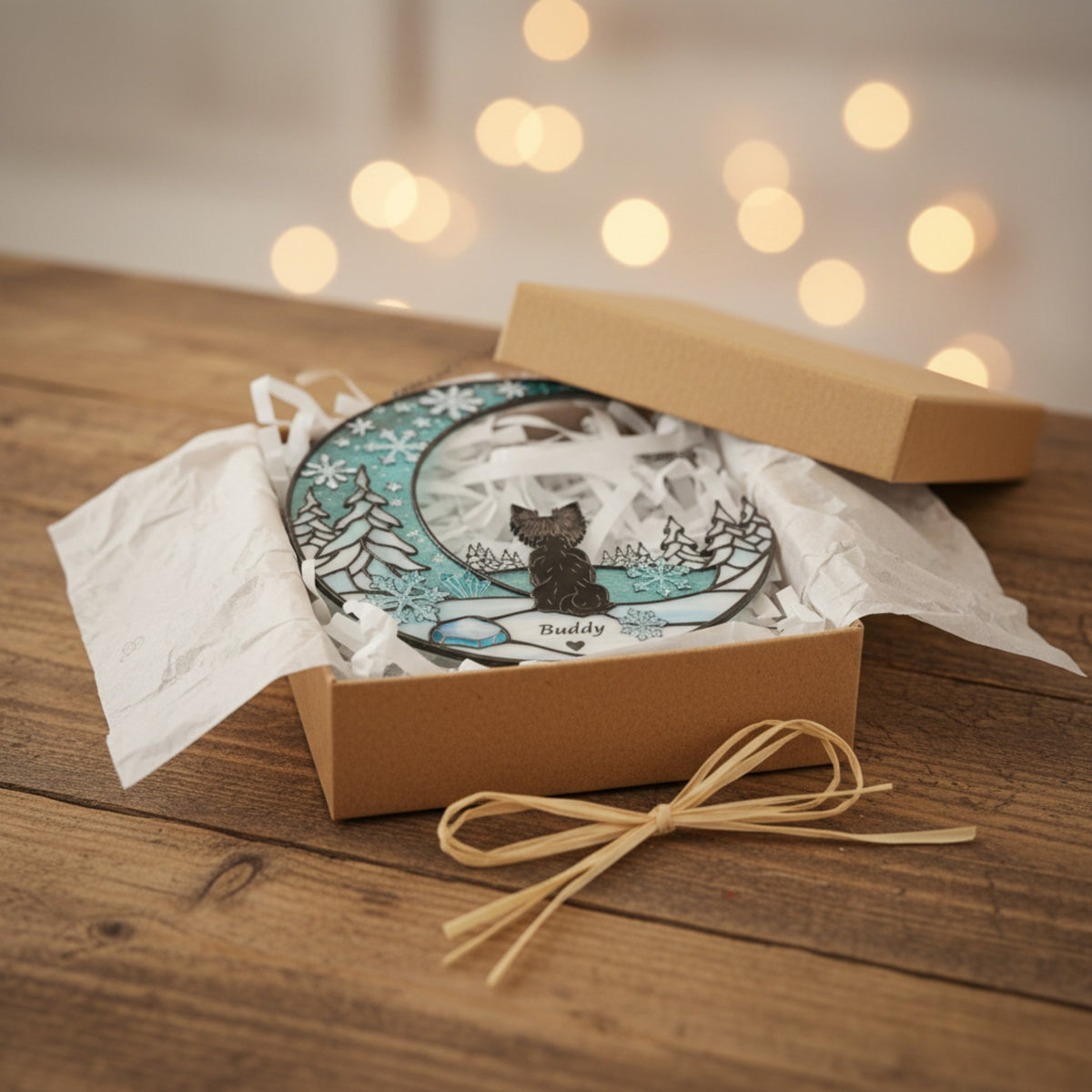 Memorial Crescent Moon Dog Suncatcher for Pet Lovers – Custom Suncatcher