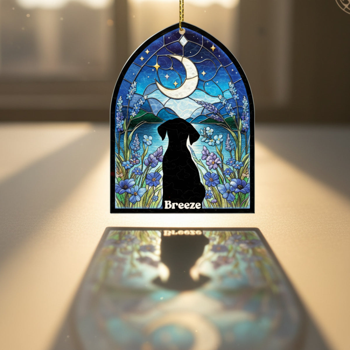 Memorial Moonlit Garden Ornament for Pet Lovers – Acrylic Plexiglass Suncatcher Tribute