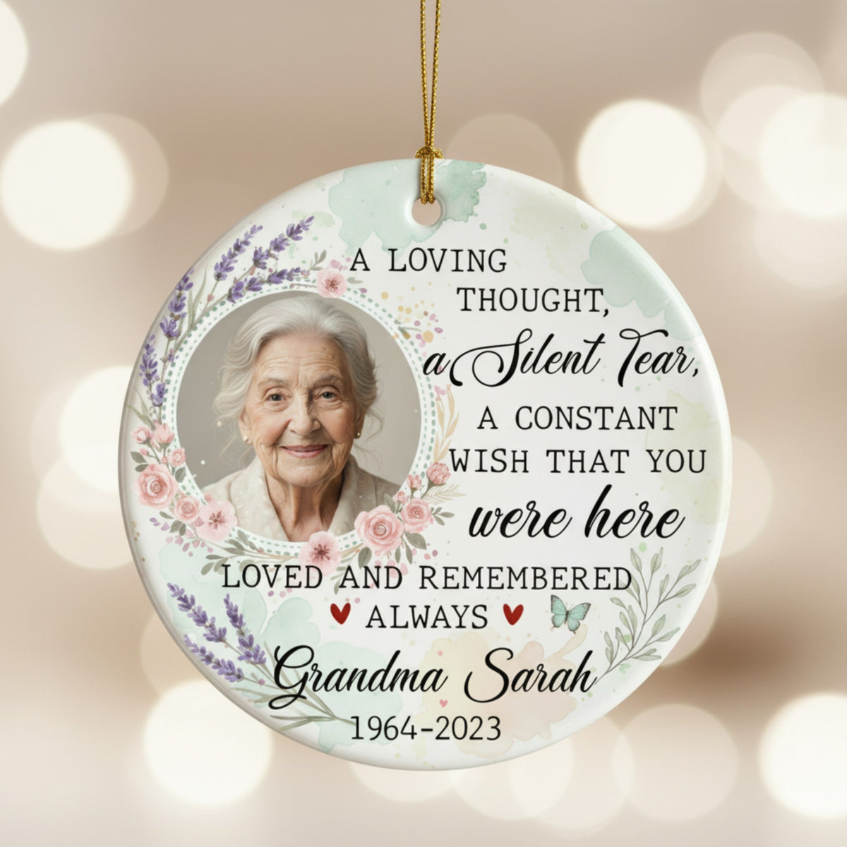 Memorial Photo Ornament for Grandma – Custom Memorial Gift