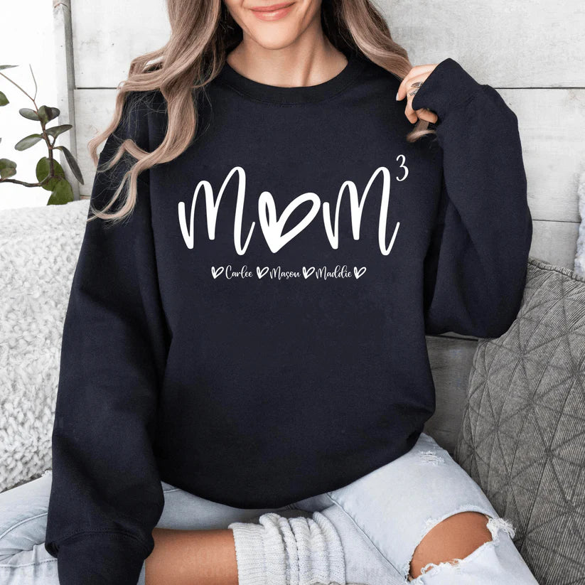 Custom "Mom^N" Shirt Personalized with Kids’ Names & Count