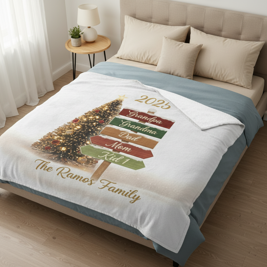Personalized Multigeneration Family Tree Custom Blanket
