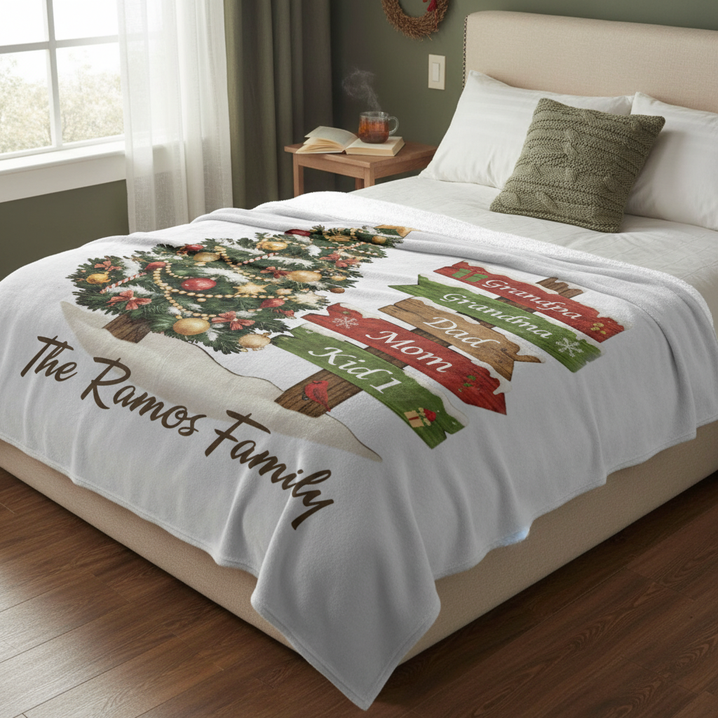 Personalized Family Tree Multigeneration Custom Blanket