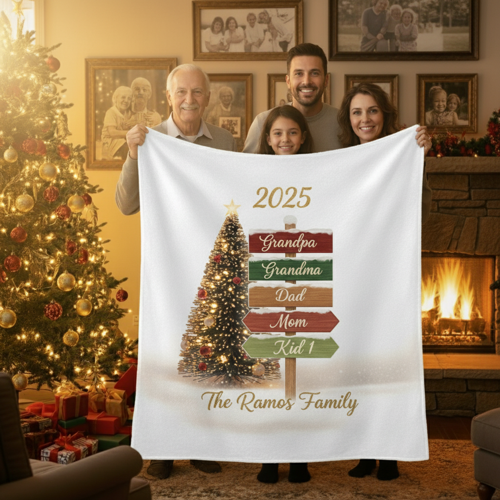 Personalized Multigeneration Family Tree Custom Blanket
