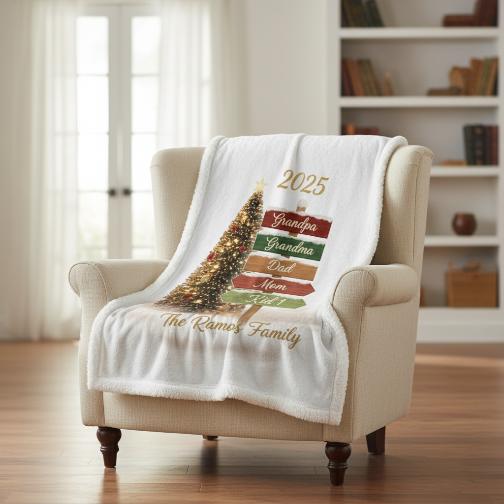 Personalized Multigeneration Family Tree Custom Blanket