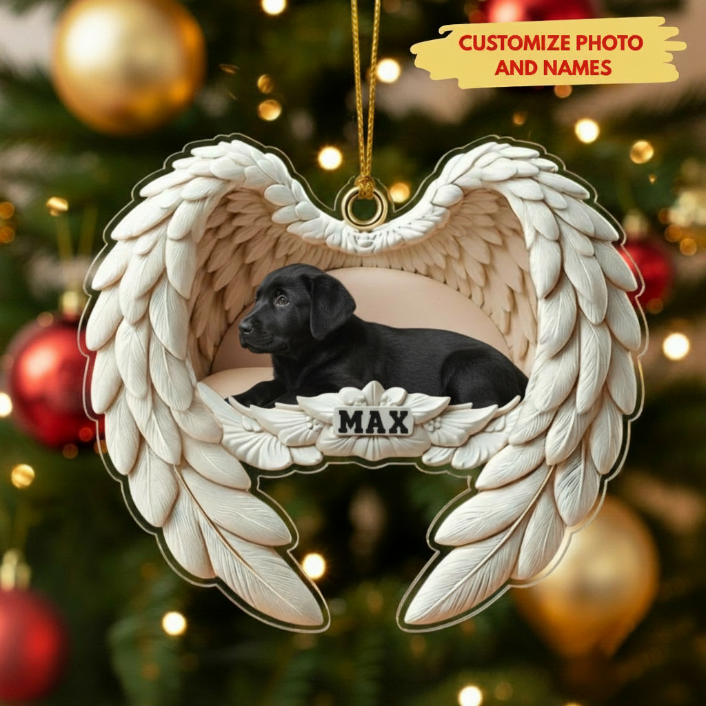 Personalized Labrador Retriever Photo Angel Wings Ornament