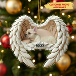 Personalized Bulldog Photo Angel Wings Ornament